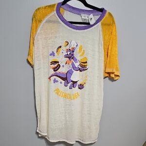 Epcot Disney Passholder Sheer Purple and Yellow Graphic T-Shirt XL NWT